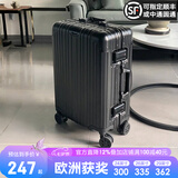 EAZZ【一体铝框｜退换免费】行李箱铝镁合金拉杆箱旅行箱登机密码皮箱 高端 铝框-黑色 20英寸 登机箱 签约商务手提箱