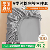 无印良品A类100%全棉床笠单件 床垫保护套防滑床单纯棉全包床套罩1.8x2米