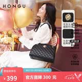 红谷女包简约休闲时尚菱格单肩包头层牛皮斜挎包 七夕情人节礼物