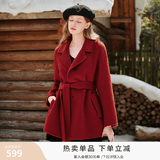 香影双面呢羊毛大衣女2025冬季新款呢子中长款高级感白色毛呢外套 红色 S 155/80A/85-95斤