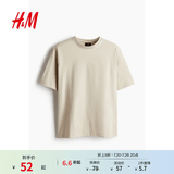 H&M男装女装T恤春季重磅柔软舒适美式潮流情侣装短袖上衣0608945 浅米色111 M 175/100（建议尺码拍小一码）