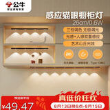 公牛（BULL）感应猫眼橱柜灯磁吸充电山丘光效展柜玄关氛围小夜灯 黑26cm三色
