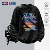 GENIOLAMODE卫衣男士秋季2026新款重磅330G圆领休闲套头涂鸦风印花长袖t恤衫
