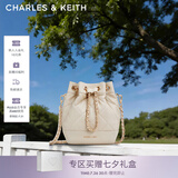 CHARLES&KEITH绗缝菱格链条水桶包双肩包包女包生日七夕礼物送女友CK2-10701506 Beige米色 M