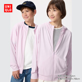 优衣库童装男童女童AIRism防紫外线拉链连帽开衫防晒衣服483716 70 浅紫色 140