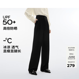 伊芙丽（eifini）秦岚代言【通勤防晒神裤】窄版阔腿裤女西装裤高级感垂感白色裤子 黑色 现货 M 160/64A