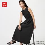 优衣库拼接收腰连衣裙/无袖/常规款女装裙子百搭26春夏新款484887 09 黑色 L