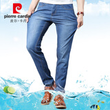 皮尔卡丹（pierre cardin）203321 牛仔裤男 舒弹丝轻薄透凉微弹休闲中腰男装 浅蓝色40码