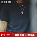 马登工装美式重磅亨利领短袖t恤男正肩白色健身纯棉老钱风亨利衫男夏 藏青色 【正肩短袖/男生薄款上衣/夏季穿搭】 2XL （185/104A）