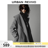 UR2025冬季新款女装气质大翻领系带含羊毛大衣UWM150067 冷灰 M