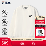 斐乐（FILA）官方男子套头运动卫衣秋季时尚休闲简约圆领套头衫长袖上衣男装 【加绒】蒸汽白-IV XL