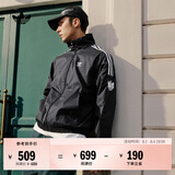 adidas通勤百搭三条纹休闲运动夹克外套男女春秋阿迪达斯三叶草   黑色（推荐选大一码)   S