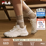 FILA 斐乐蘑菇鞋女鞋老爹鞋2026夏季新款鞋子休闲鞋复古运动鞋透气 豆腐白/白棉花糖-TM 39