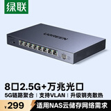 绿联2.5G交换机8口2.5G电口+10G万兆光口 支持vlan/链路聚合 钢壳网络分线分流器支持猫棒NAS光猫35049