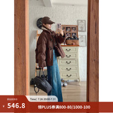 茵曼2025冬季女装新款羊羔毛领牛角扣厚羽绒服保暖短款面包服外套 深咖色 S 158-162cm/100-110斤