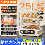 苏泊尔（SUPOR）电蒸锅 25L三层大容量速蒸魔方电热锅 家用多功能电蒸箱 加长蒸屉蒸鱼多用途锅ZN32FK995