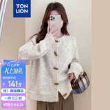 唐狮（TonLion）2025秋季女圆领复古简约牛角扣开衫百搭韩版休闲时尚外套