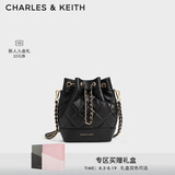 CHARLES&KEITH大容量绗缝菱格链条单肩包水桶包生日七夕礼物送女友CK2-10701506