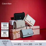 Calvin Klein女包【七夕礼物】优雅休闲字母搭扣ck翻盖荔枝纹链条单肩包斜挎包 UB1-太空黑 OS