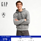 盖璞（GAP）男女装春款LOGO仿羊羔绒宽松连帽衫卫衣美版789781 灰色 L 美码  XL亚洲码185/104A