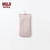 MUJI 褶皱肌理锦纶 收纳包 旅行 便携 化妆包 洗漱包首饰 零钱包 单手开合扁平收纳包 粉红色 M 10.3*18.5cm
