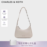 CHARLES&KEITH拉链简约通勤轻便链条腋下包生日七夕礼物送女友CK2-20271604 Shell Grey贝壳灰（新色） S