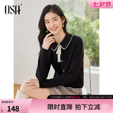 欧莎（OSA）千金小香风减龄内搭娃娃领针织衫2026秋新款打底衫毛衣女上衣气质 黑色A M
