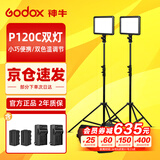 神牛（Godox） LED补光灯P120C平板摄影灯主播灯可调色温轻薄婚庆摄打光灯柔光灯LED260 【套装9】P120C两灯套装【4000毫安锂电池】