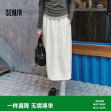 森马半身裙女松紧腰a字长裙黑色显瘦裙子101125120008