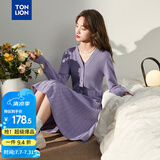 唐狮（TonLion）2025秋冬女V领单排扣收腰中长款毛衣裙