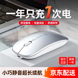 GGCHG鼠标适用于华为无线鼠标蓝牙双模可充电静音办公轻量化人体工学鼠标适用于华硕惠普鼠标 【银色】轻音办公丨充电款 2.4G无线款
