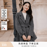 香影同款双面呢羊毛大衣女冬季小个子西装毛呢外套 中灰 M 160/84A/95-110斤