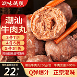 潮味码头正宗潮汕牛肉丸250g 牛肉含量≥95%纯手打火锅烧烤食材空气炸锅