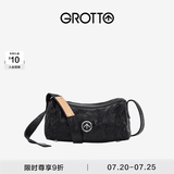 GROTTO个乐黑石包小号迷你号植鞣绵羊皮单肩斜挎软包礼物 黑石S水波纹银标