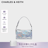 CHARLES&KEITH褶皱手提斜挎小方包腋下包女士生日七夕礼物CK2-80160183 CK2-80160183Prism Silver银色(新色） S