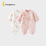童泰婴儿衣服新生儿连体衣秋冬季夹棉保暖宝宝衣服纯棉蝴蝶哈衣婴儿服 顺心小兔 59cm