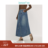 茵曼（INMAN）【100%棉】绣花立领休闲衬衫2026秋季女装新款宽松长袖衬衣上衣 牛仔蓝半身裙-18438189 L （裤子 28码）