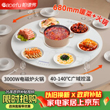 帕德弗（PADEFU）圆形暖菜板带电磁炉火锅2026新款多功能家用加热菜板饭菜保温板母婴恒温电动餐桌自动旋转盘68cm白