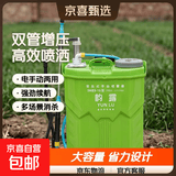 农用背负式手动喷雾器手压式高压打药机手摇小型喷雾机消毒 装30斤水【双管气桶】绿色/蓝色