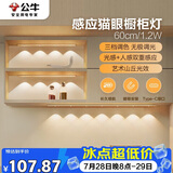 公牛（BULL）感应猫眼橱柜灯磁吸充电山丘光效展柜玄关氛围小夜灯 银60cm三色