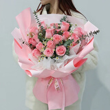 馨仪教师节鲜花速递玫瑰向日葵康乃馨花束送女友老婆生日礼物同城配送 19朵粉玫瑰花束