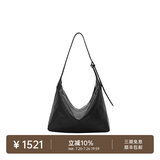 裘真（qiuzhen）【明星推荐】 经典hobo包植鞣牛皮腋下通勤休闲饺子女包 黑色-小号（羊皮） 小包/大包