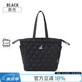 KANGOL官方大容量托特包菱形格秋冬新款单肩手拎包包女绵绵购物袋包抽绳 黑色