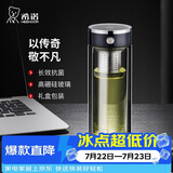 希诺抗菌双层玻璃杯2026新款茶水分离泡茶杯子男办公车载水杯XN-628L