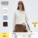 Teenie Weenie小熊女装卫衣冬装宽松日常休闲基础圆领长袖内搭上衣 象牙白 M