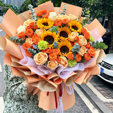 艾斯维娜鲜花速递向日葵混搭花束生日礼物全国同城配送 向日葵香槟混搭花束【阳光款】