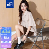 唐狮（TonLion）2026夏季女条纹字母刺绣衬衫减龄温柔通勤百搭时尚潮流韩版