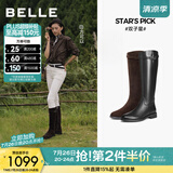 百丽（Belle）张月同款双子星骑士女冬季商场款牛皮长靴B9V1DDG5 羊绒升级版-啡色 38 (240mm)