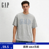 盖璞Gap男女装2026春季新款纯棉logo字母宽松短袖T恤百搭上衣 浅灰色 868224 XL (180/100A)亚洲尺码