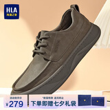 海澜之家HLA男鞋复古大头鞋工装鞋休闲皮鞋HAAXXM2FAD189 卡其色42